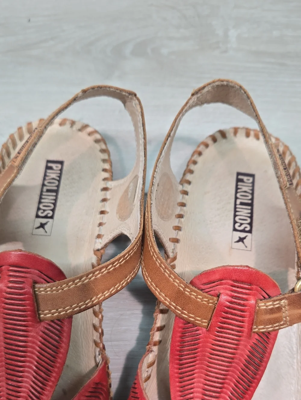 Pikolinos Women Puerto Vallarta scarlet Leather Sandals Clog Shoes Sz 39/8.5